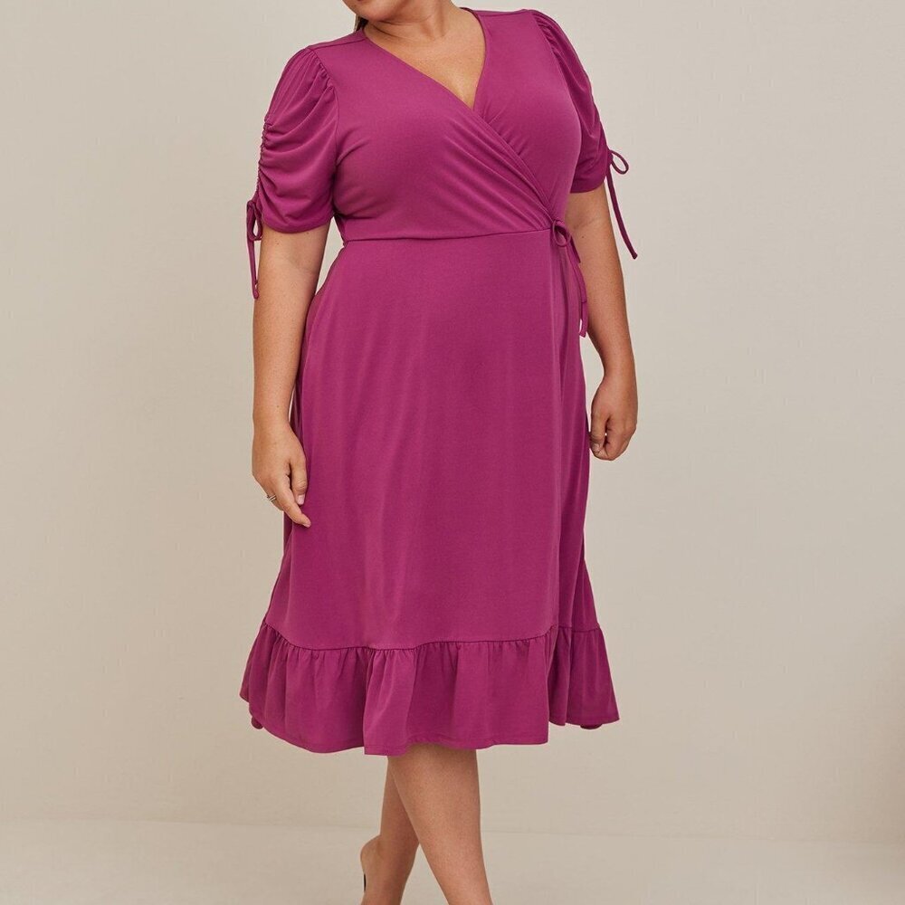Midi Studio Knit Wrap Dress